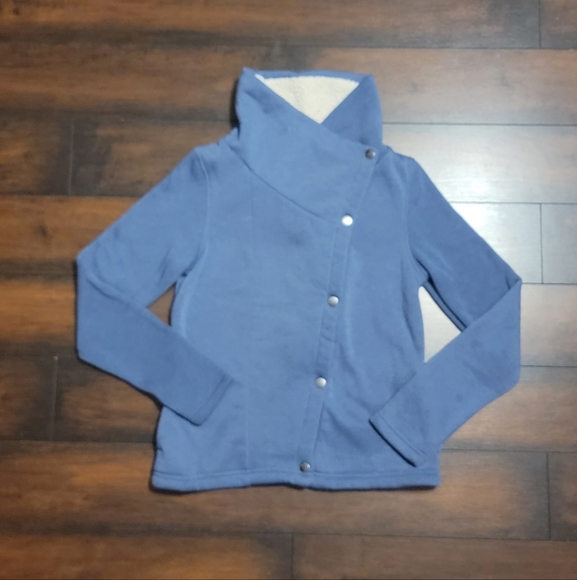 Columbia Sportswear Blue Fleece Lined Wide Collar Women's Sweater Jacket - Picture 3 of 9